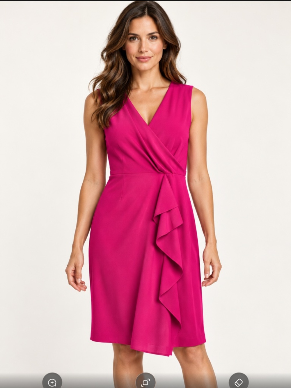 Donna Karan Fuchsia Draped Ruffle Dress